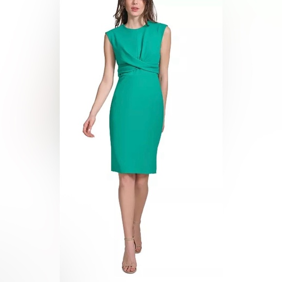 CALVIN KLEIN Calvin Klein Twist-Front Sheath Dress Size 12 New - Picture 1 of 8